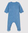 Babies' Starry Organic Cotton Velour Sleepsuit with Collar ALASKA blue/MARSHMALLOW white